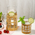 paper rattan wrapped glass jug set